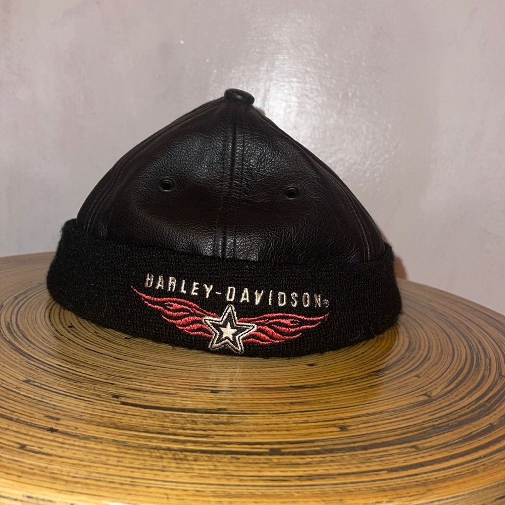 Vintage Harley Davidson Leather Cap Hat